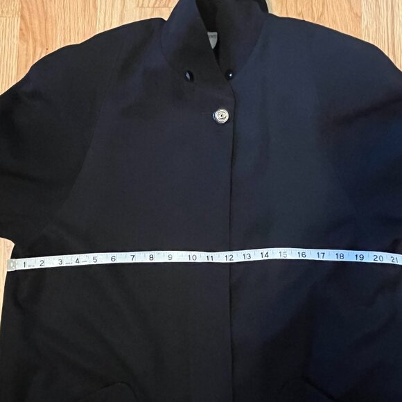Vintage EATON RONTEX Womens 10 - 12 Black Pure Virgin Wool Midi DRESS COAT - Picture 7 of 14